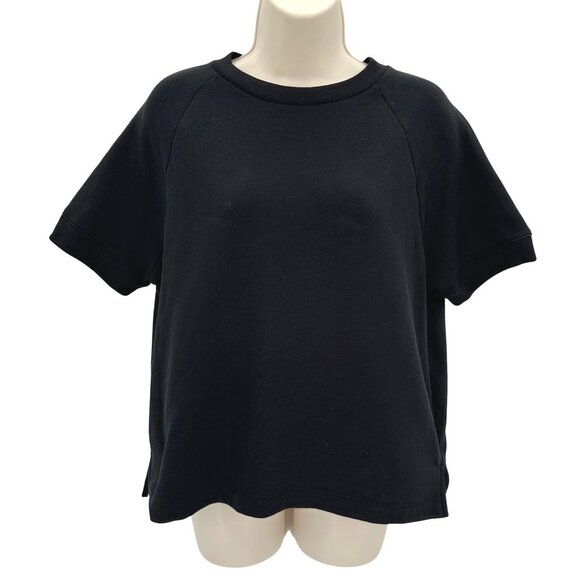 Pink VS Womens Black Oversized Short Sleeve Cropped Short Sleeve Sweatshirt  XS - Picture 1 of 7